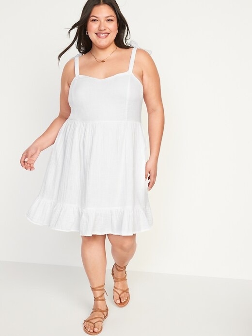 5/$25 Old Navy White Ruffle-Hem Mini Sundress